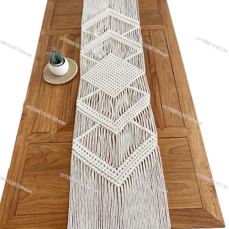 For  Table Runner, Woven Wedding Table Decor, Handmade Boho Linen with Tassels, Vintage Farmhouse Decor  for Dining Kitch