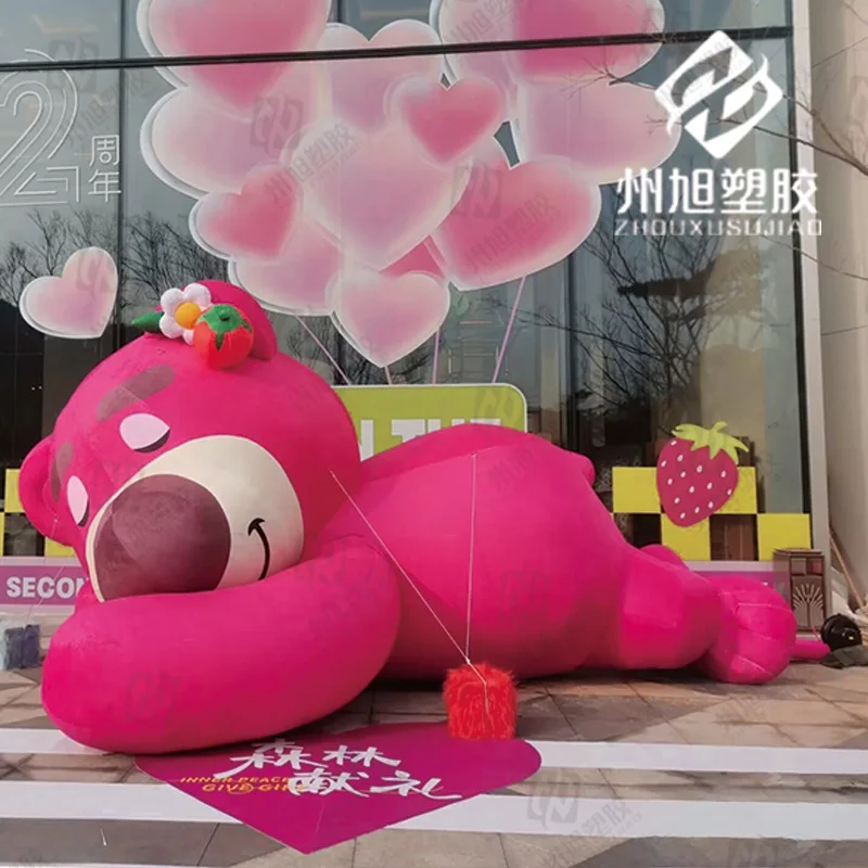 Inflatable cartoon rose red wear flower bear animal mascot Children's activities playground shopping mall decorative props