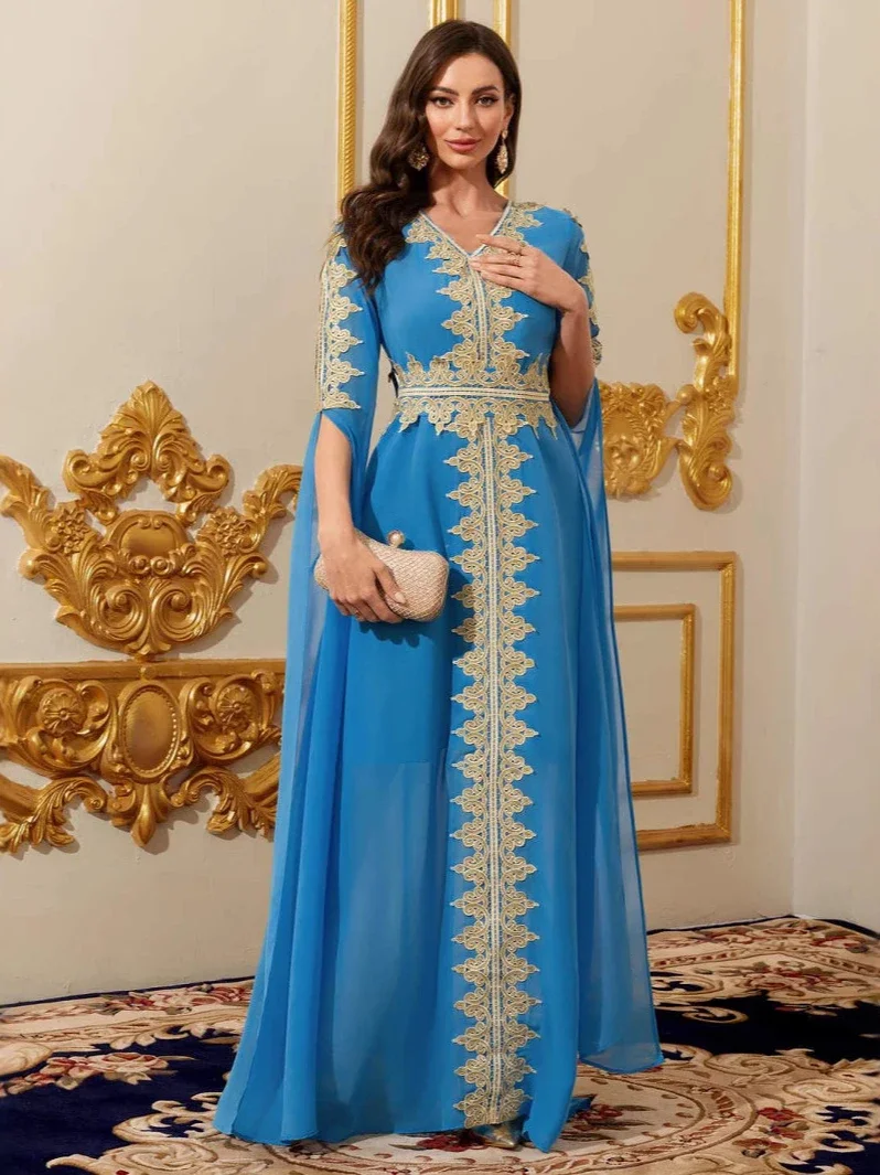 فستان حفلة عيد للنساء عباية إسلامية ماكسي كم طويل قفطان رداء جلابية رمضان المغرب دبي قفطان 2026 فيستدوس لارجوس #3