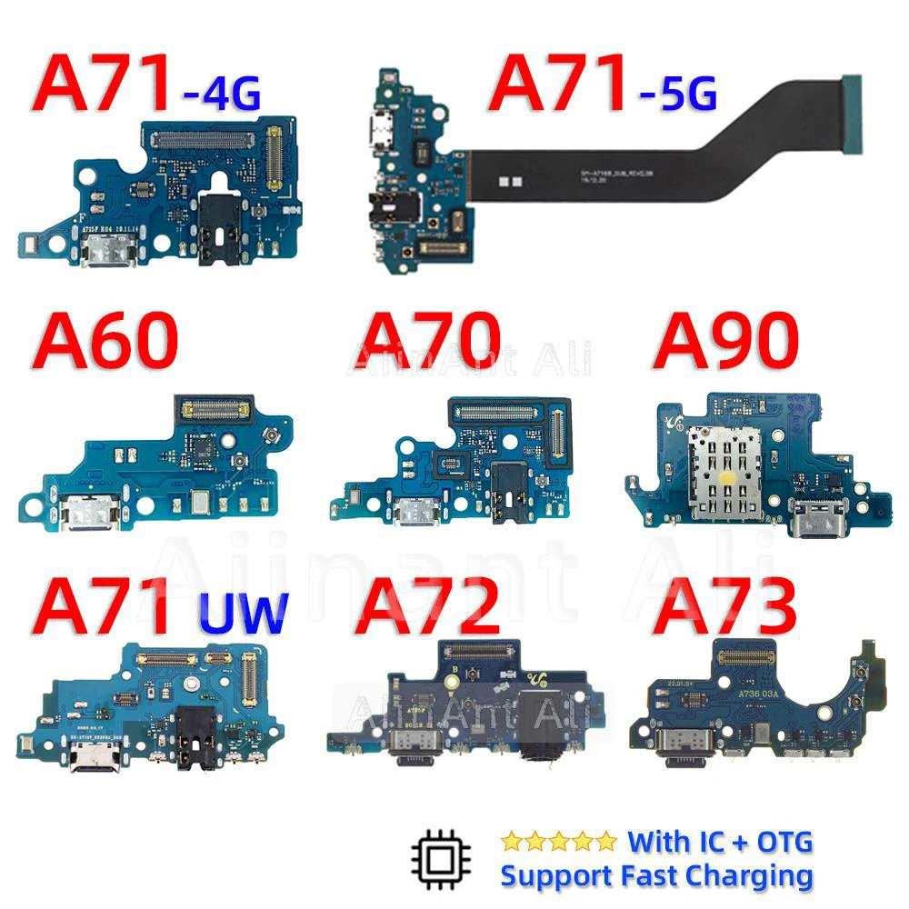 AiinAnt Dock USB Charger Mic Board Connector Charging Port Flex Cable For Samsung Galaxy A60 A70 A70s A71 UW A72 A73 A90 4G 5G