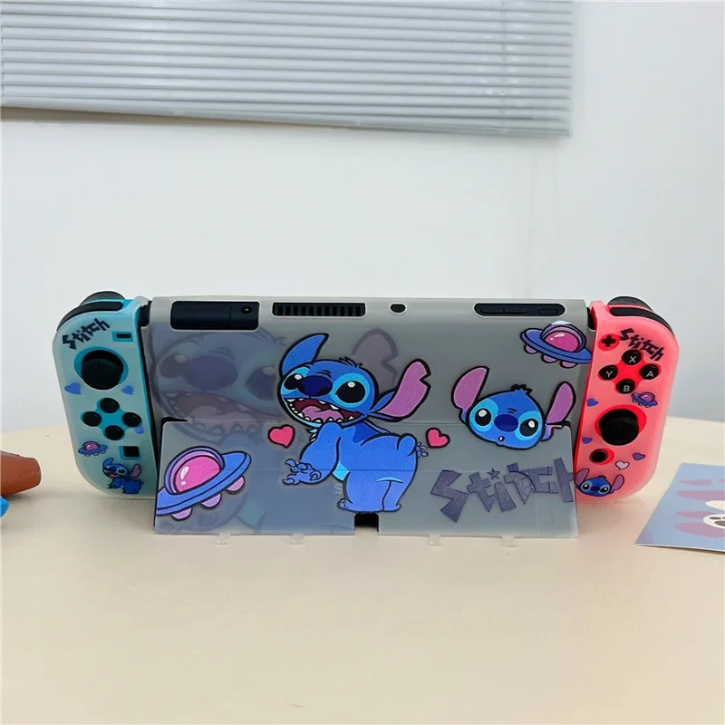 Disney Stitch Hard Case Charging Dock Station Cover Protective Shell for Nintendo Switch Oled NS Console Crystal Protector Skin