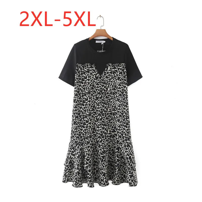 

Large women's 2022 spring and summer Chiffon love splicing Plus Size dress