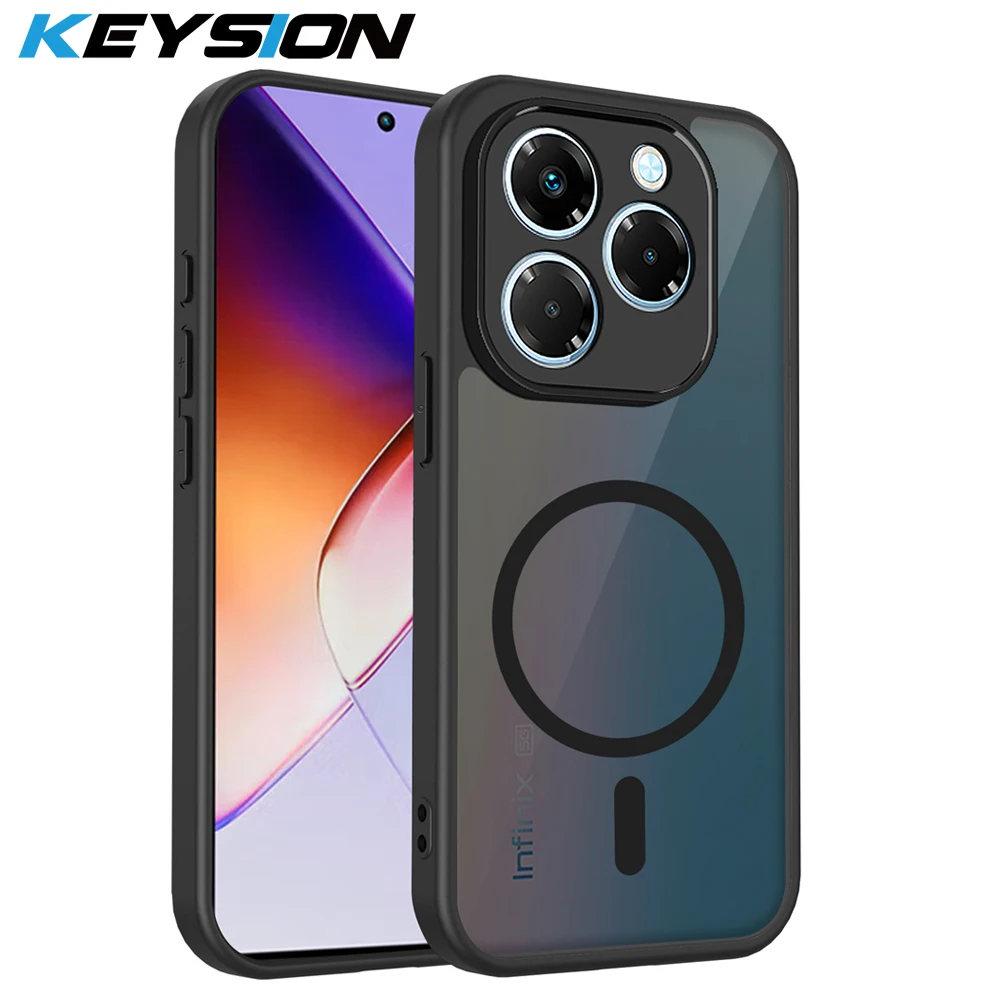 

KEYSION Magnetic Phone Case for for Infinix Smart 8 Soft Silicone+PC Matte Translucent Shockproof Back Cover for Infinix Hot 40i