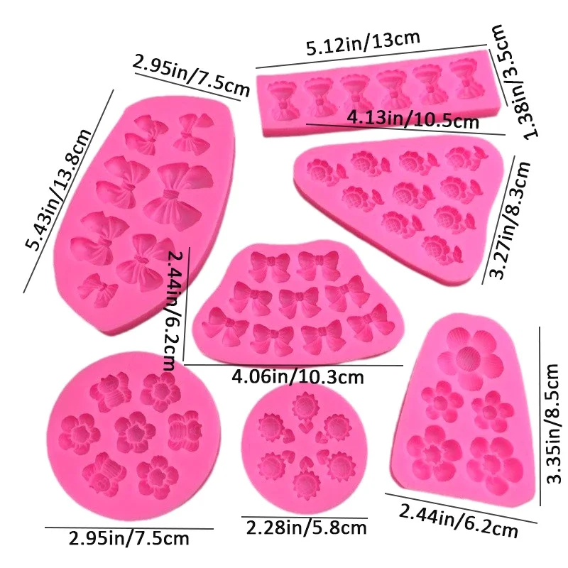 Cute Cartoon Silicone Molds DIY Flowers Bow Bee Fondant Cupcake Fondant Cake Decorating Chocolate Candy Baking Mold Tools - view 6