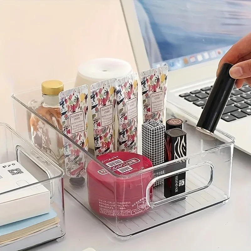 Acrylic Desktop Storage Box Is Easy To Install, Transparent Organizing Box Can Be Stacked with Shelves for Office Desk Supplies