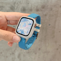 Stylish Silicone Strap+Case for Apple Watch 9 8 7 6 SE 5 Ultra Protective Cover Fashion Color iWatch Bands 42mm 46mm 49mm 38mm