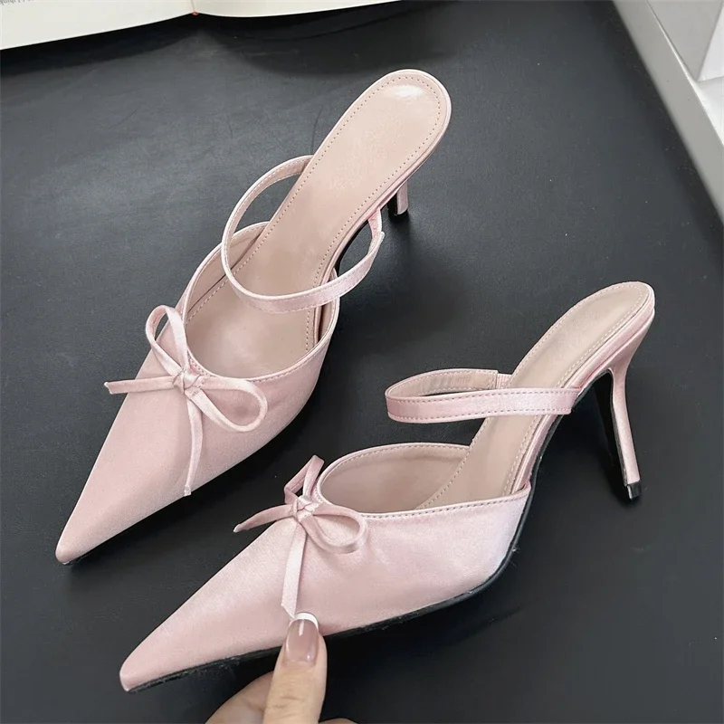 

Eilyken Comfortable Sexy Pointed Toe Slippers Women Pumps Thin Heels Party Prom Mule Shoes Zapatos De Mujeres