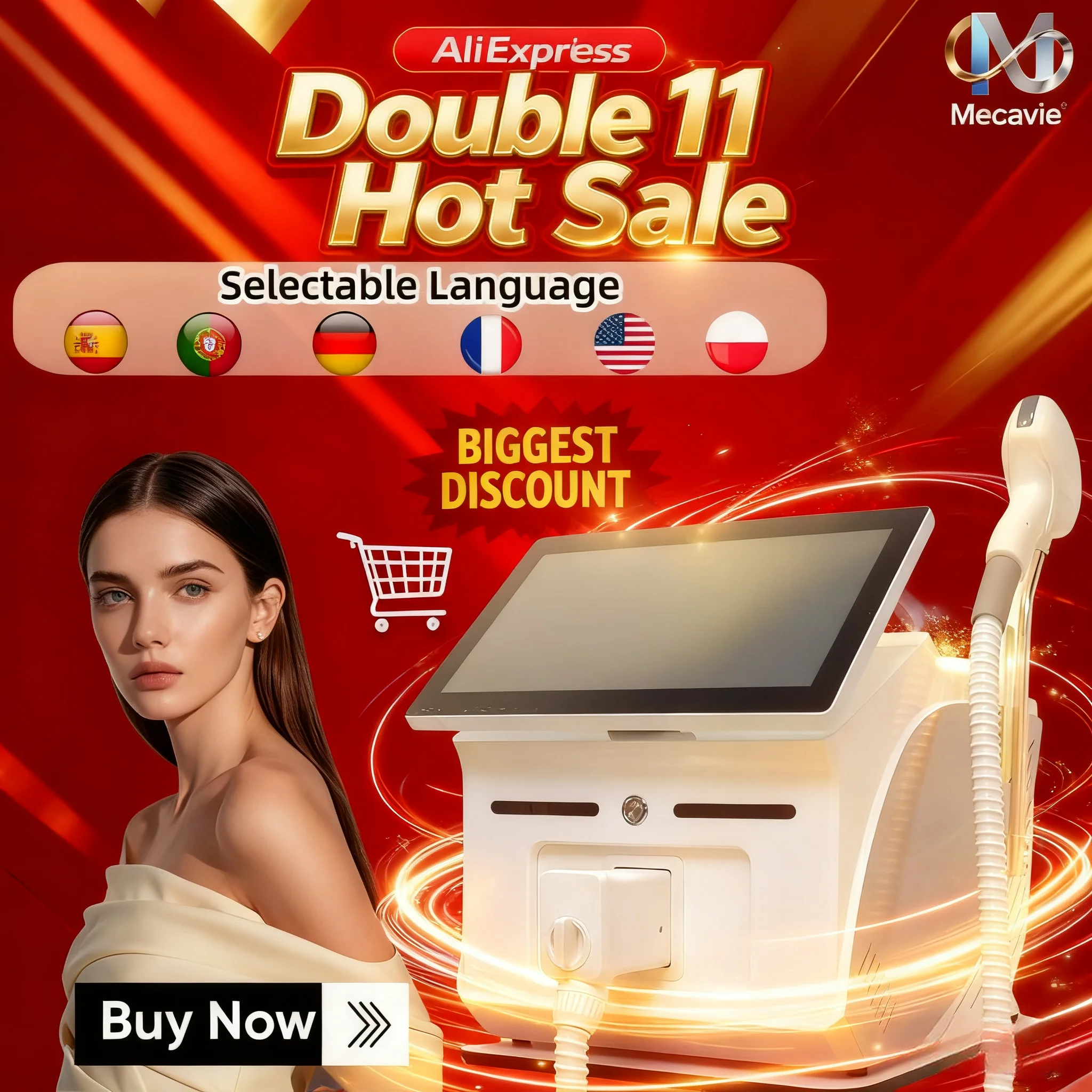 

11.11 2026 Professional 4 Wave Diode Laser Body Face Hair Removal Machine Portable Soprano Titanium Epilator Skin Care 4000w