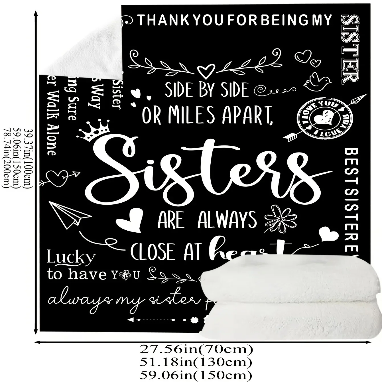 1pc Soft & Cozy Slogan Print Flannel Blanket - Warm Throw for Sofa, Bed, Couch, Camping, Office, Travel-Perfect Gift for Sister
