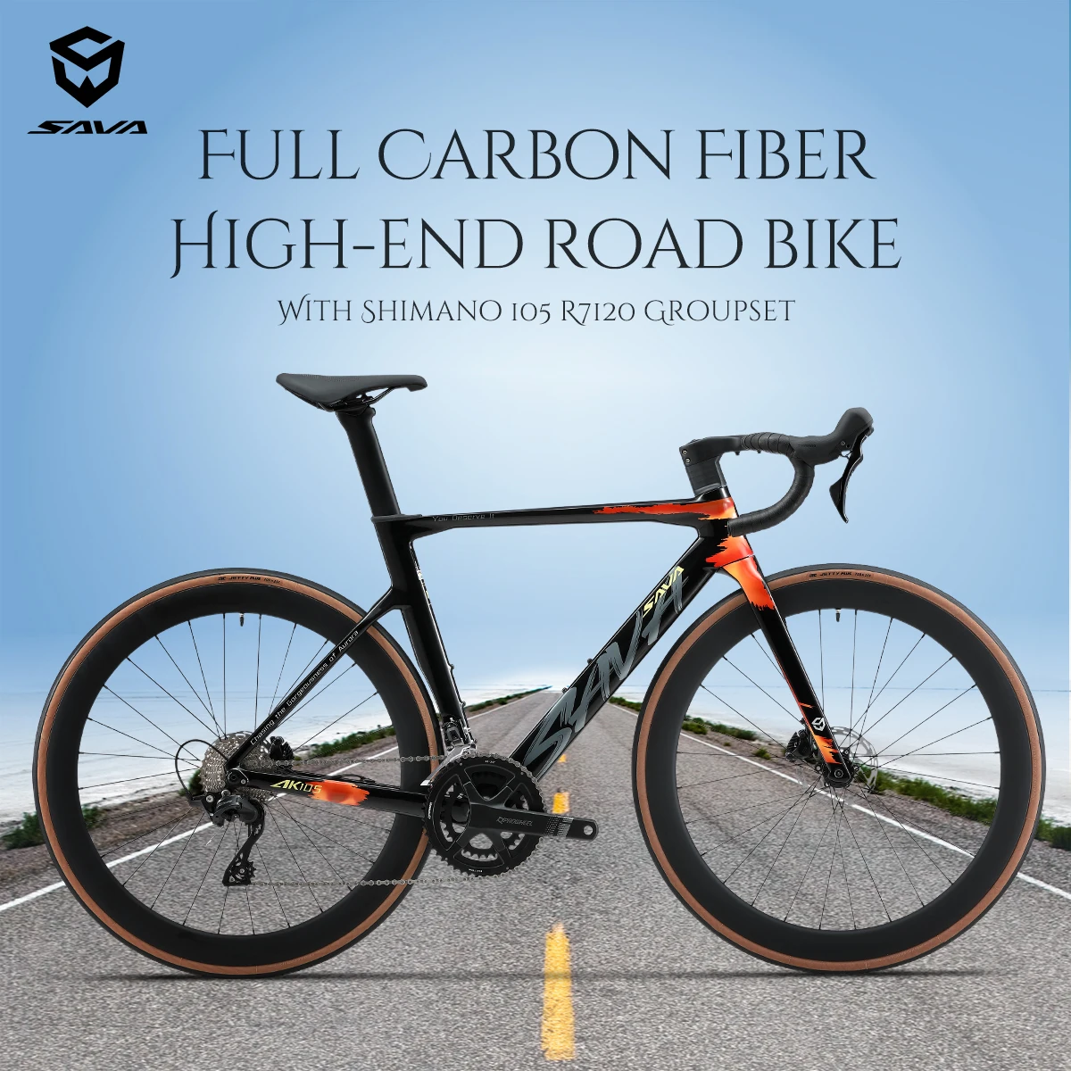 

SAVA new road bike ak105 Full carbon fiber road bike 700C Carbon Fiber Wheels 24 Speed Road Bike with SHIMAN0 105 7120 Kit