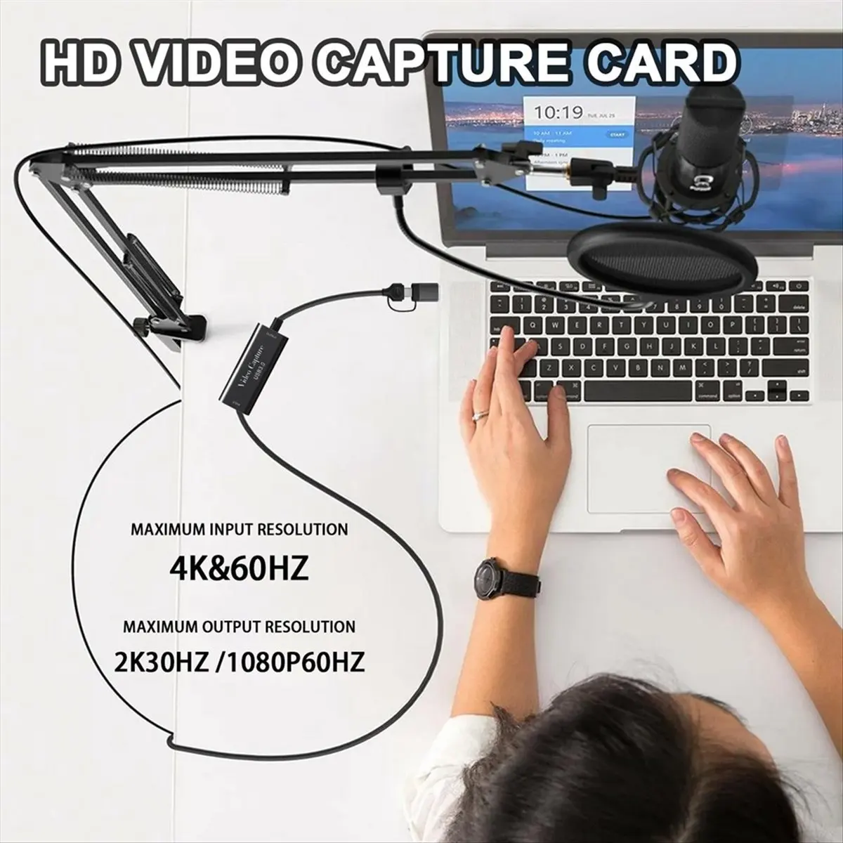 giftnew USB3.0 Video Capture Card 4K HDMI-Compatible to 1080P 60fps USB Type C Record for Gamingg Streaming Live Broadcasting