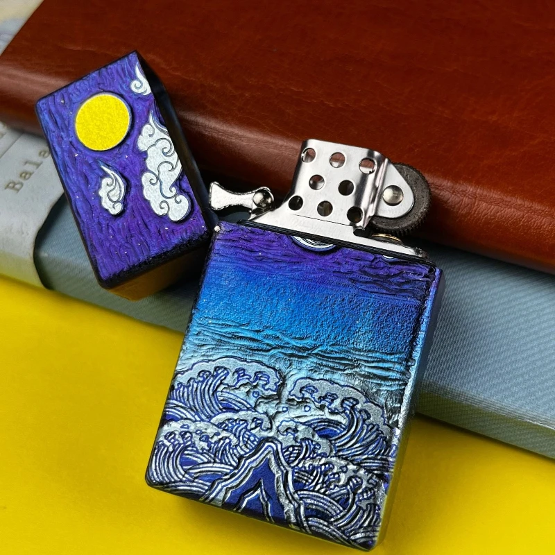 Titanium Alloy Small Steel Cannon EDC Heavy Armor Thickened Narrow Version Oil Lighter, Windproof, Delicate and High-end Gift