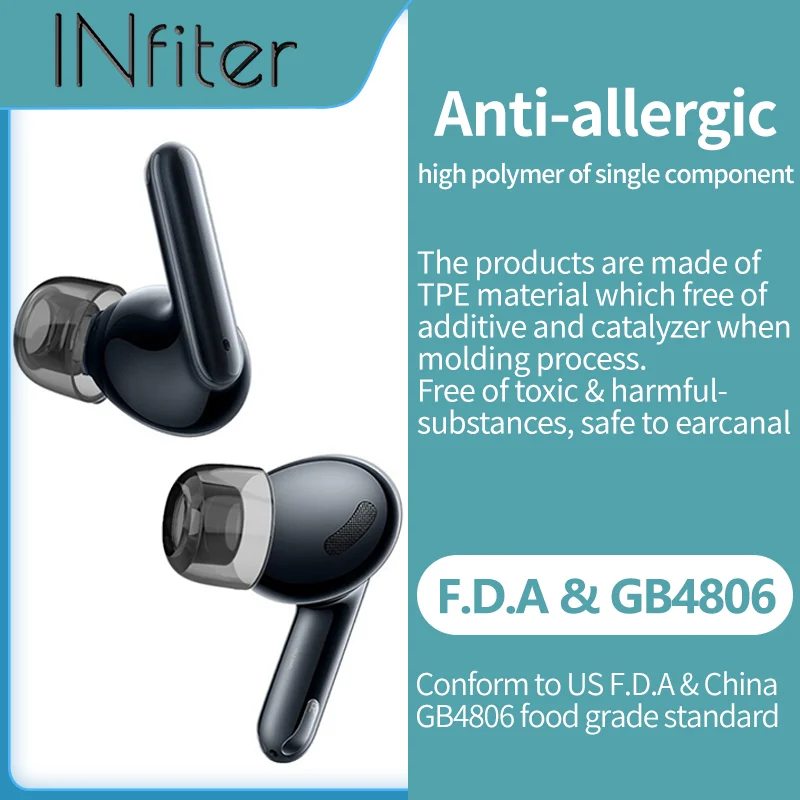 INfiter TWS TPE Eartips for Samsung Buds2 Pro Eartips SportEarbuds for Truewireless Earplugs Ear Tips Oppo Enco Eartip