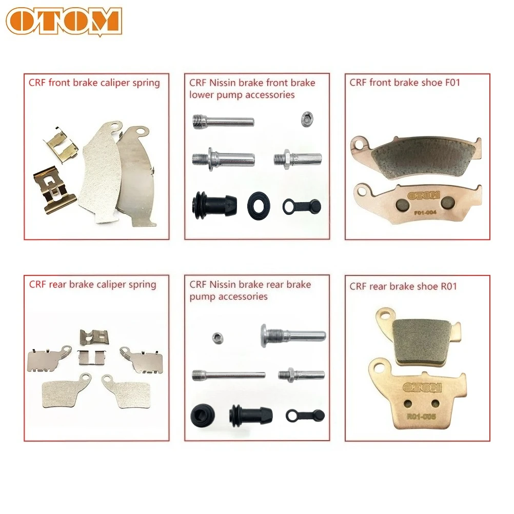OTOM Motorcycle Brake Caliper Repair Parts With Nissin Caliper Guide Pin Spring Insulation Pads For HONDA CR125 CRF150 CRF250 CR