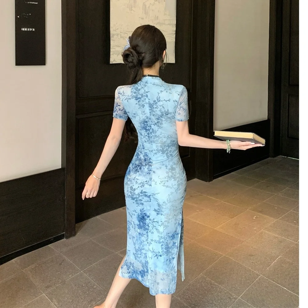 Slimming Cut out Vintage Revival Dr Korean Sle Commute ort Sve Long Skirt Women's Faion Summer New Arrival