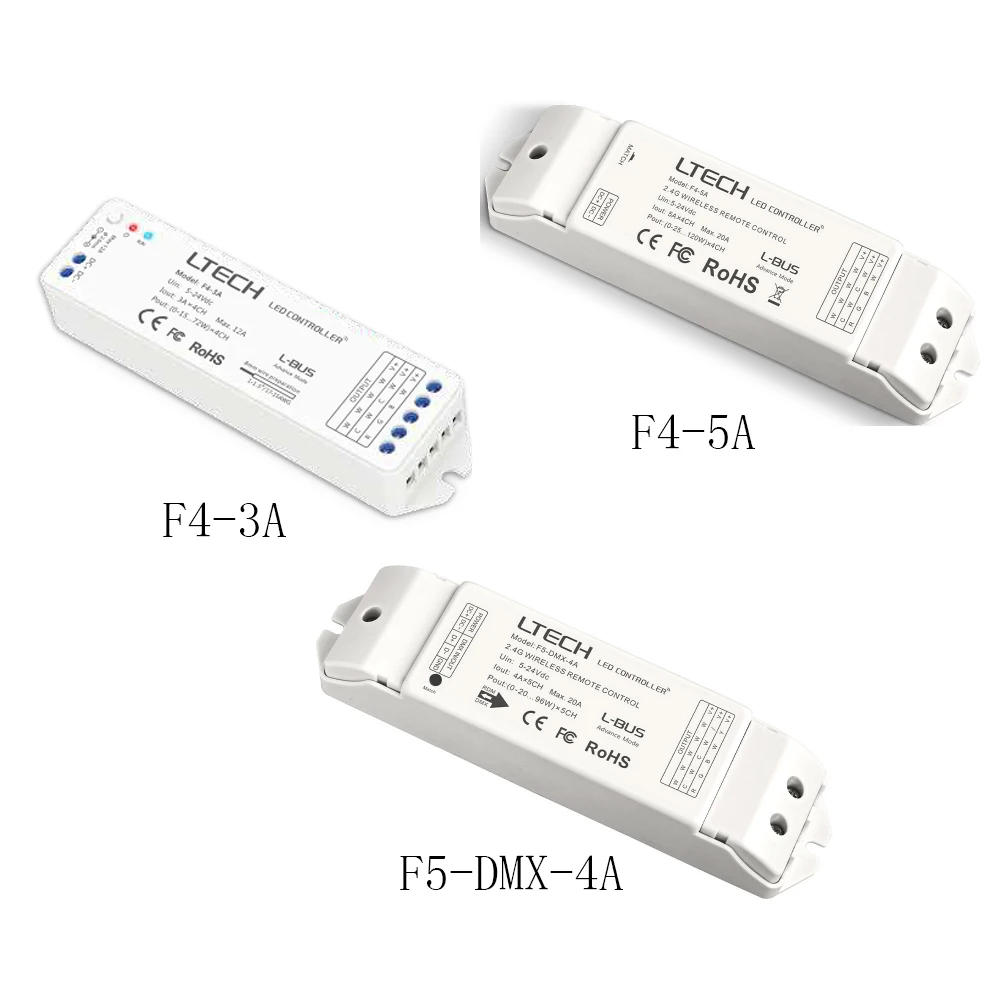 

LTECH Wireless LED Controller F4-C F4-3A F4-5A Driver F5-DMX-4A L-BUS Control System For Dim CT RGB RGBW Strip Light