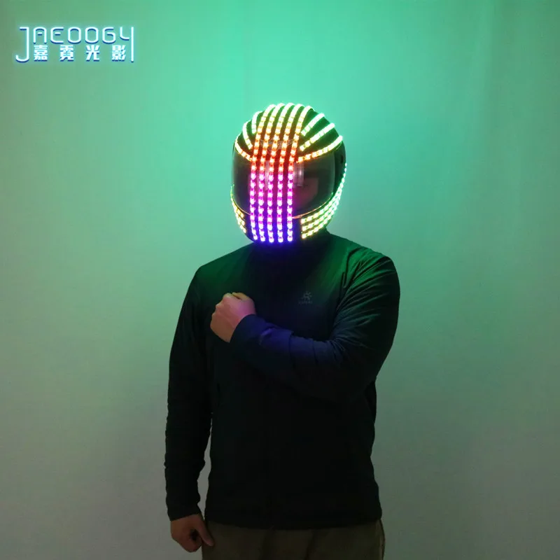 Colorful LED Light-Emitting Helmet For Nightclub DJ Performance Costumes Props Cyberpunk Party Masks