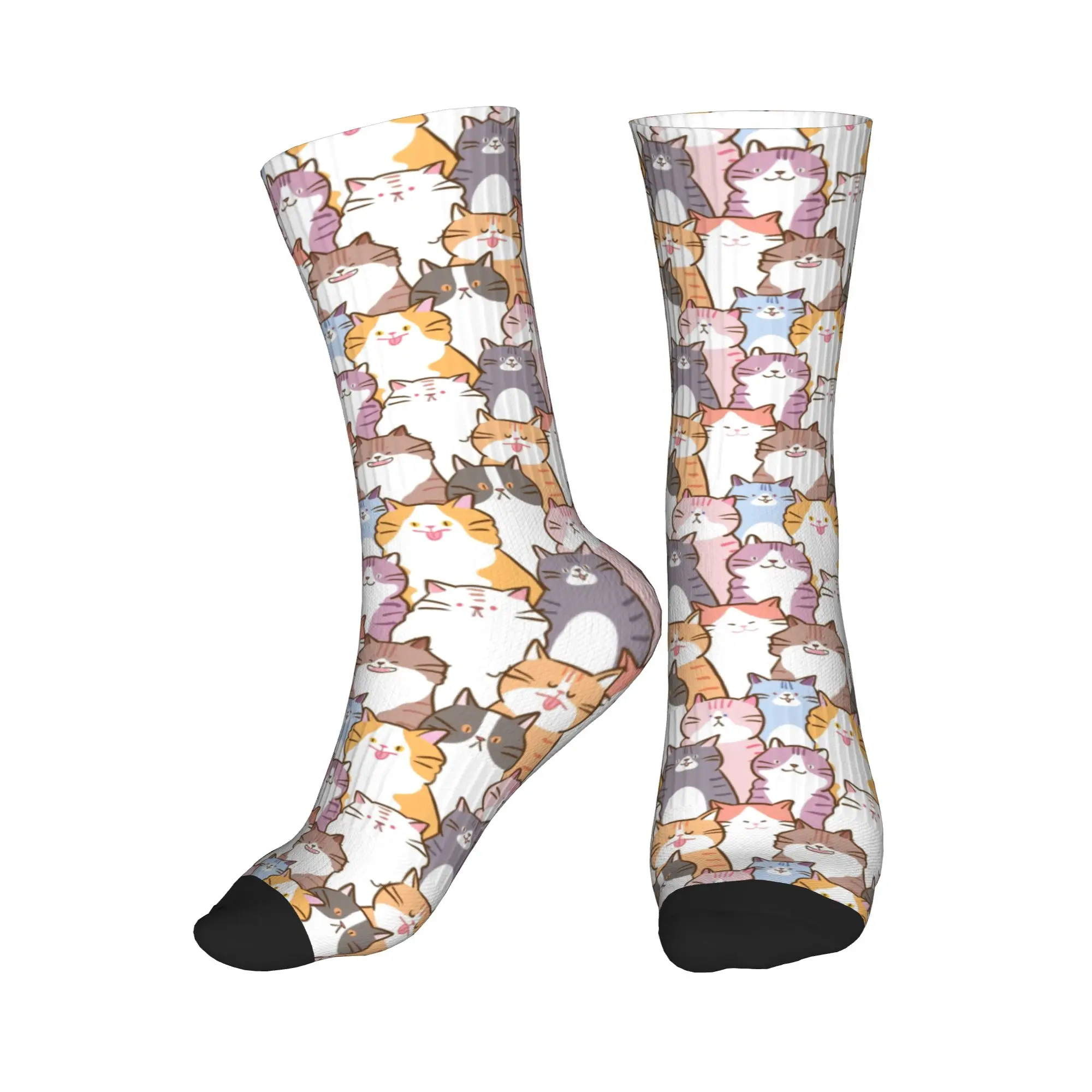 

Colorful Cartoon Kitten Cat Men Women Crew Socks Unisex Fashion 3D Print Dress Socks