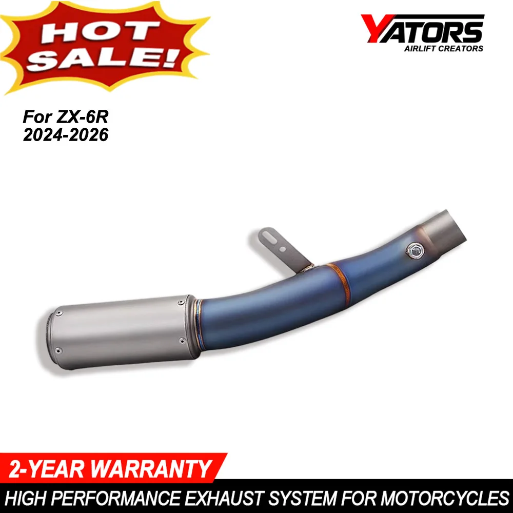 Motorcycle Slip-on Exhaust Muffler Kits For ZX-6R ZX6R 2024-2026 Motorbike Exhaust System Mid Link Pipes Moto Parts Escape