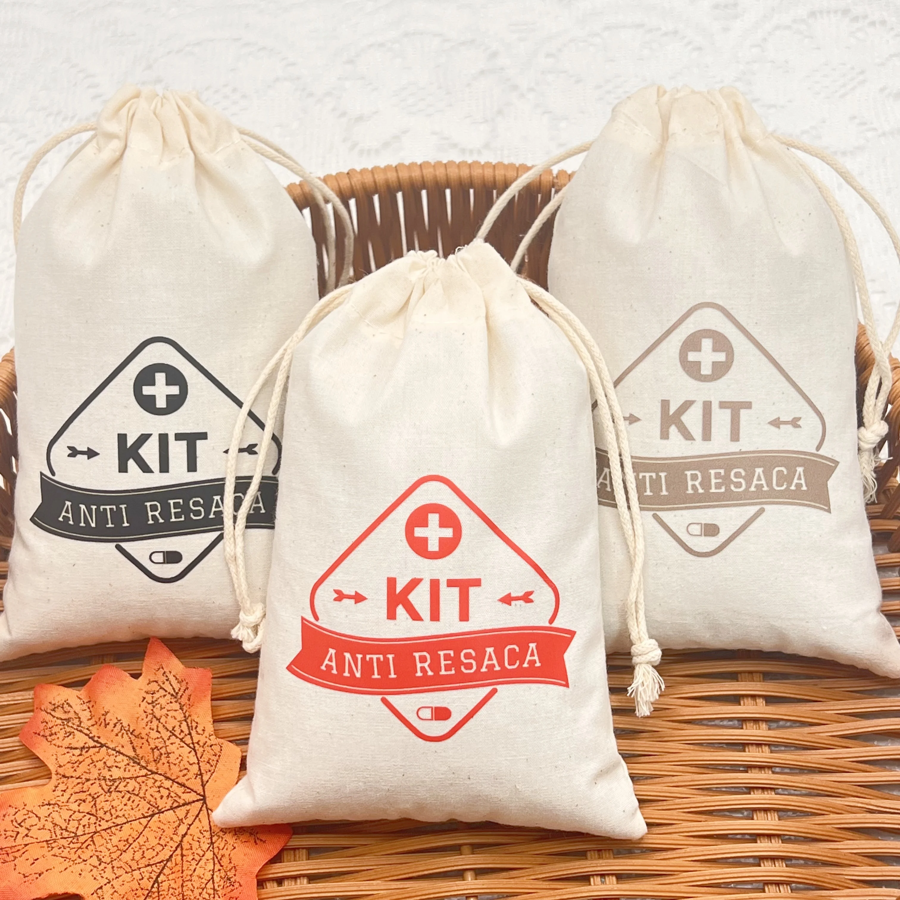 Kit de Boda antiresaca, bolsas de regalo de fiesta, bolsas de algodón, Kits de primeros auxilios, Kits de resaca de Cruz Roja, 10 unidades por lote