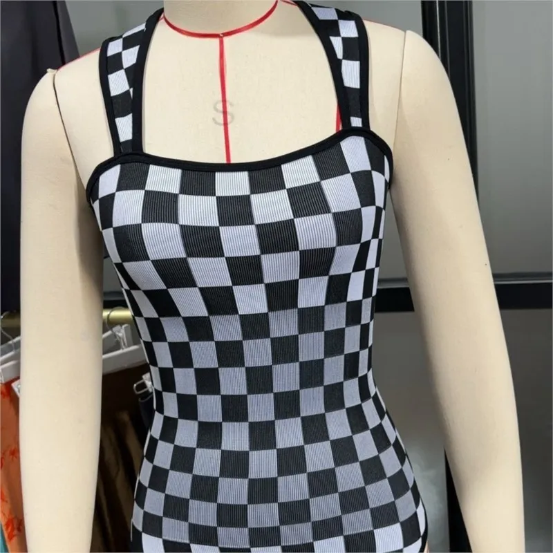 

Women Sexy Thread Short Bodysuit Seamless Sleeveless Knited Bodysuit Fitness Yoga Trainning High Elastic Sports Unitard Jumpsuit