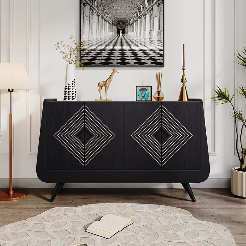 CX light luxury dining side, living room wall storage decorative cabinet, simple and high-end solid wood entrance cabinet