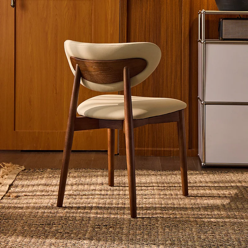 

Medieval style solid wood dining chair household simple modern restaurant dining table and chair Nordic high-end