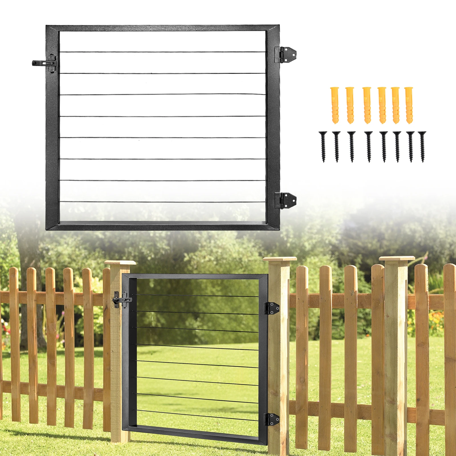 Aluminium Cable Railing Gate Black for Wood Metal 36