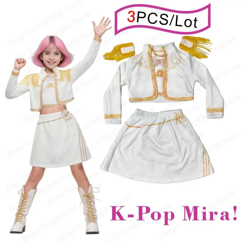 

Новинка 2025 года, карнавальный костюм Kpop Demon Mira для девочек на Хэллоуин, карнавал, Мира Охотник, белая куртка, жилет и юбка, униформа, костюм