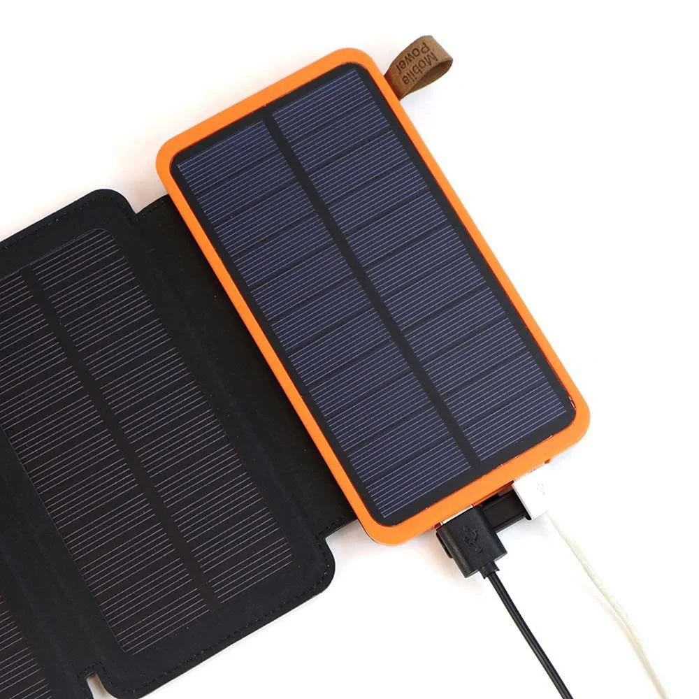 Banca di energia solare banca di potere all'aperto caricatore del telefono cellulare batteria portatile illuminazione a LED doppia alimentazione USB 20000mAh grande capacità