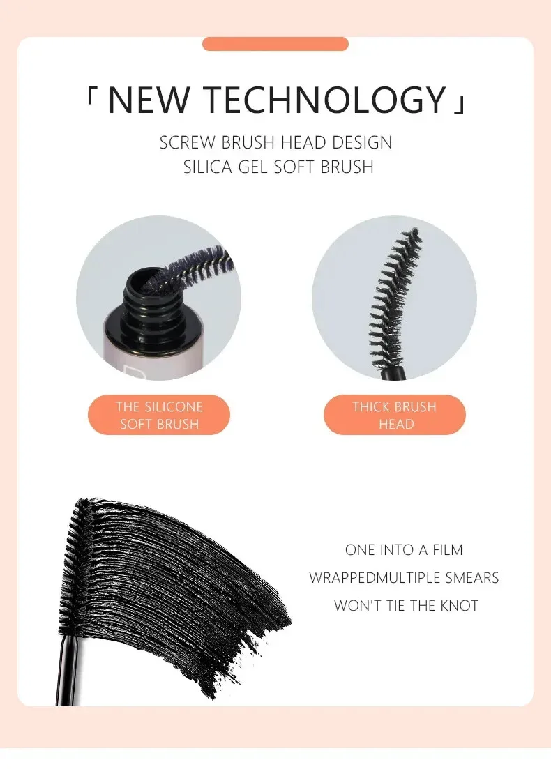 3D 4D Curling Volumising Lengthening Mascara Waterproof Smudge Proof Vegan Thickening False Lash Long Lasting Black Eye Makeup