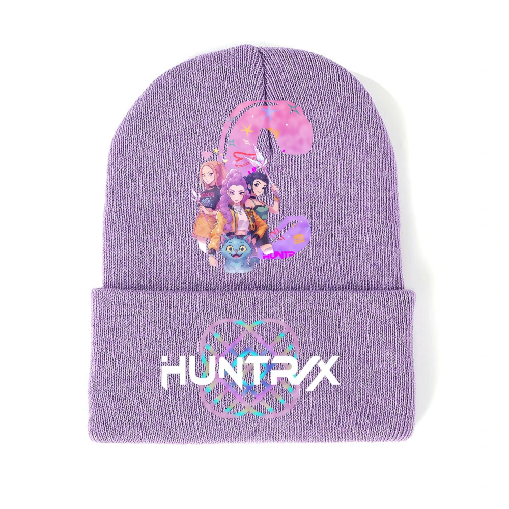 K-Pop Devil Hunter Gebreide meisjesmuts Winter Cartoon Letter Kinderhoed Puur katoen Wol Materiaal Anime Kinderverjaardagscadeau