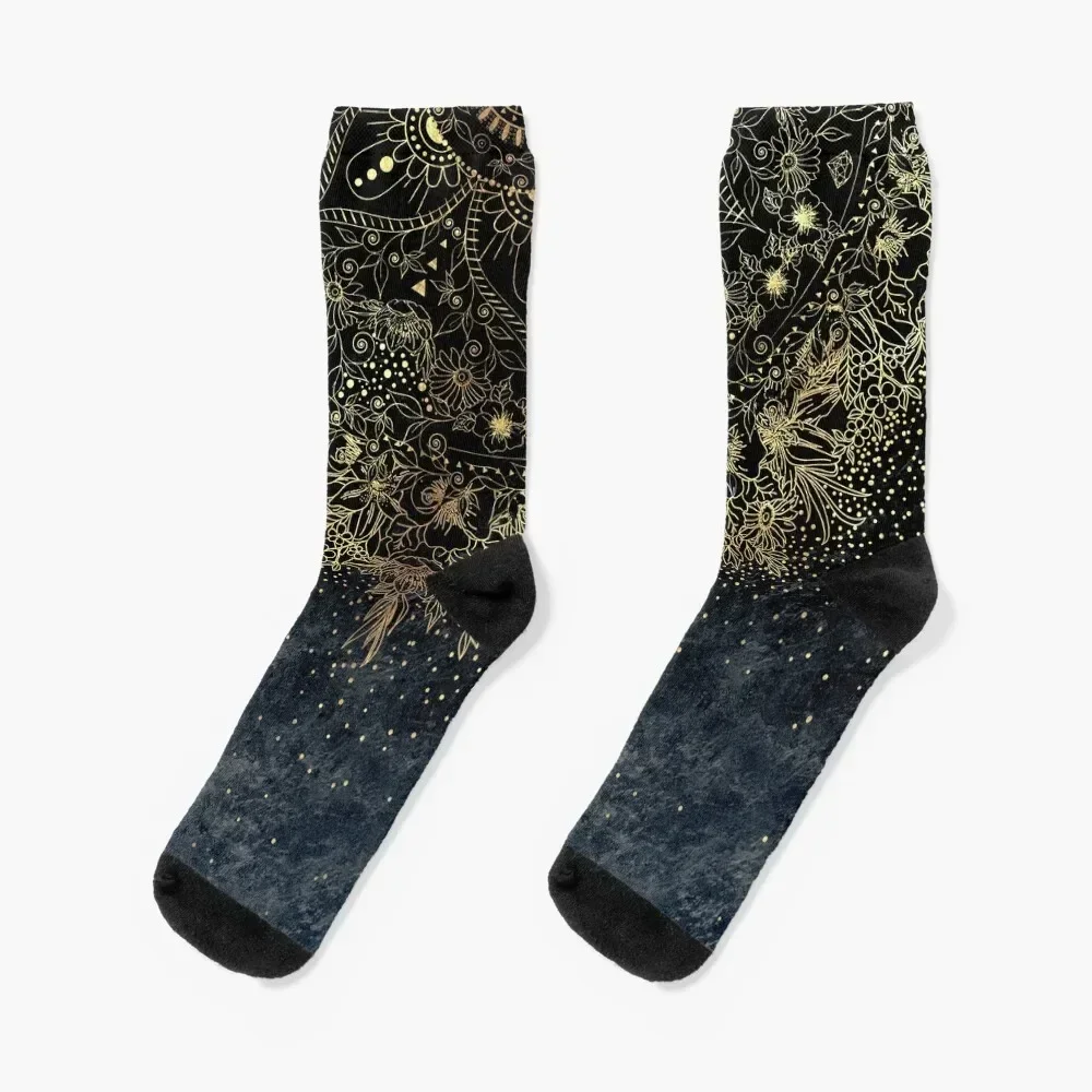 

Stylish Gold floral mandala and confetti Socks new in's cool Crossfit Socks Man Women's