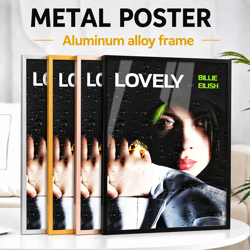 Billie Eilish Lovely Metal Poster With Aluminum Alloy Frame Customized Photographic Wall Art For Home Office And Living Room
