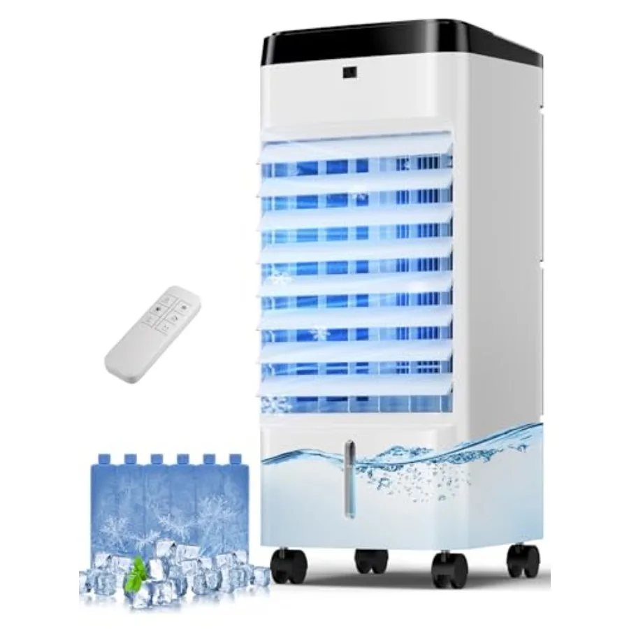 Swamp Cooler, Wdowless Portable Air Conditioner with Double Water Tank, Coolg AC Fan, 3 SpeedMode, 120 Oscillg, Evaporative Air