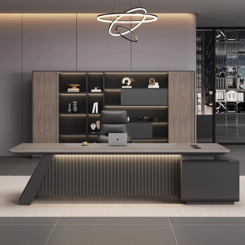 

high-end Painted office table simple and modern luxury ergonomic boss table Interior nordic mesa para computador furniture