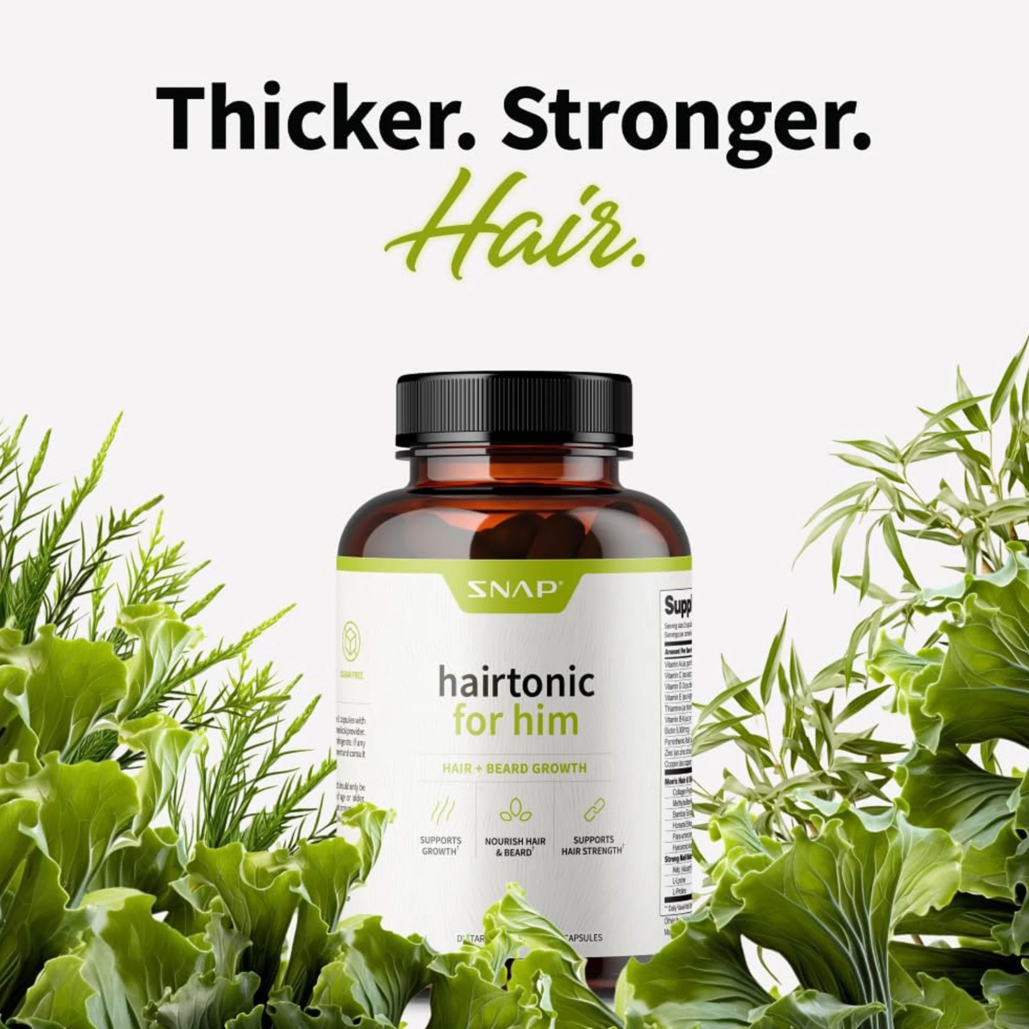 

Hairtonic for Him - Promotes Hair Regrowth, Prevents Hair Loss, Beneficial for Skin, Nails and Hair, Rich in Biotin, Non-GMO