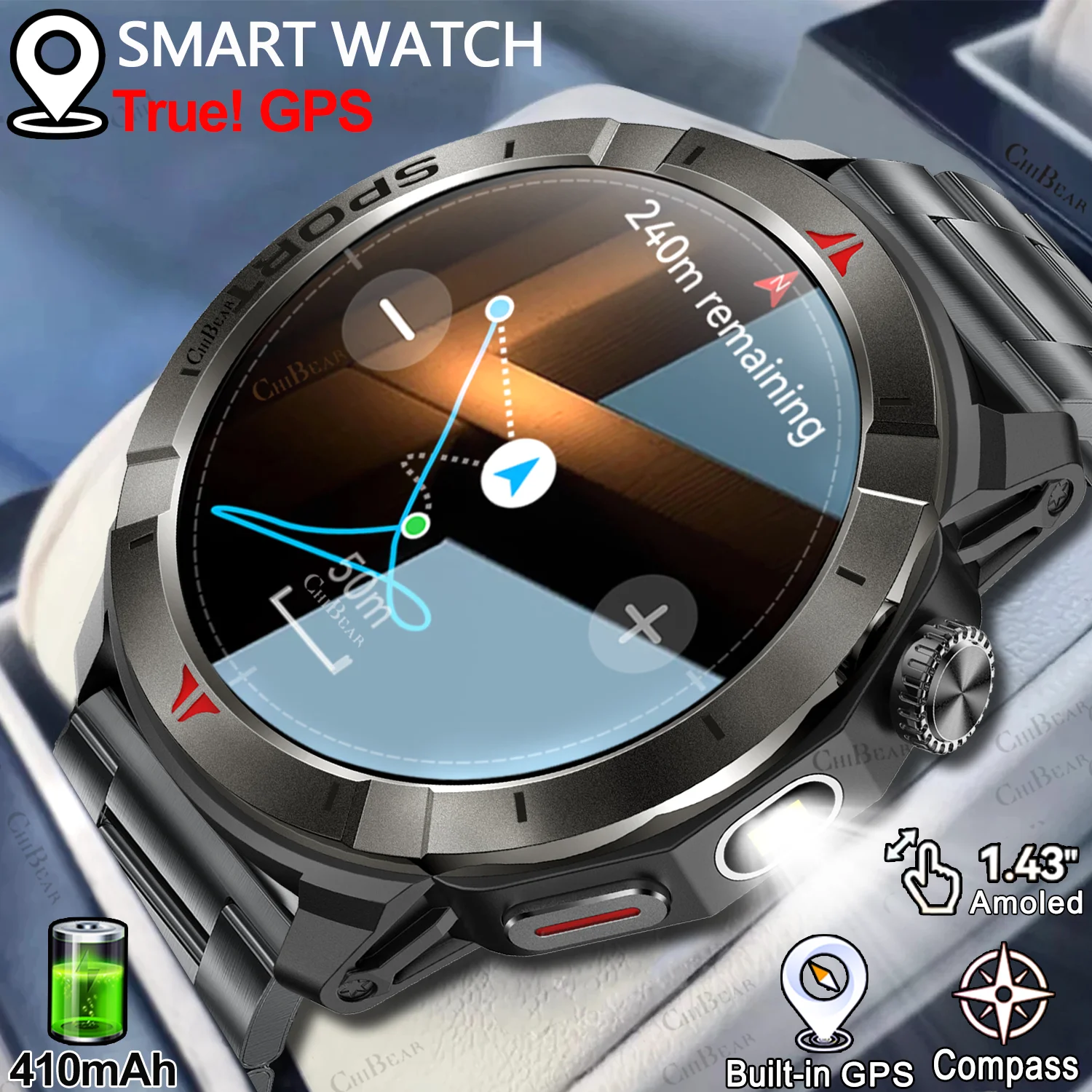 Military Built-in GPS Smart Watch Men Gift 4GB RAM 1.43