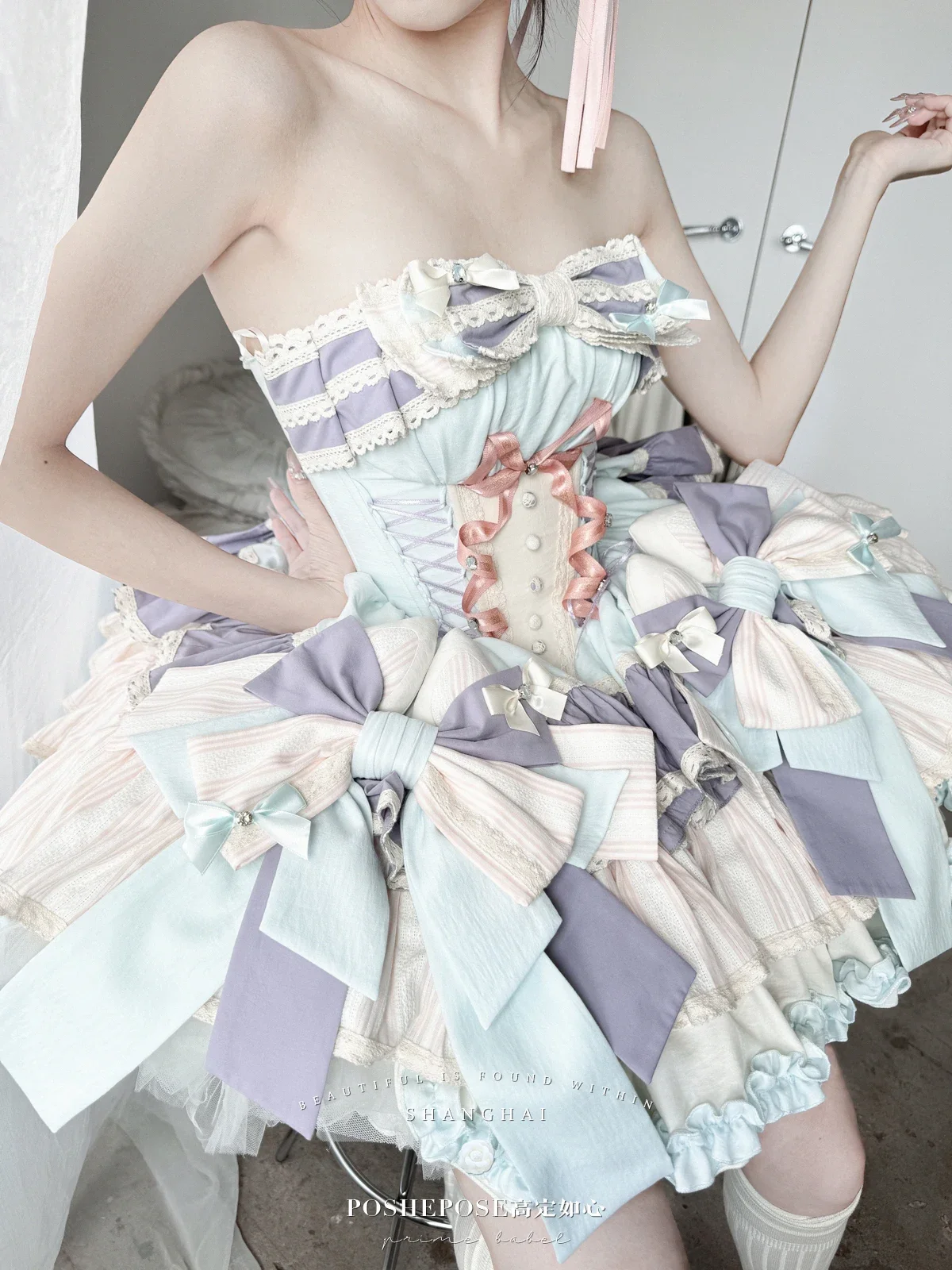 Abito corto stile balletto Cos Lolita da donna slim fit elegante carino dolce fiocco grande abito da sera festa di compleanno abito estivo 2025