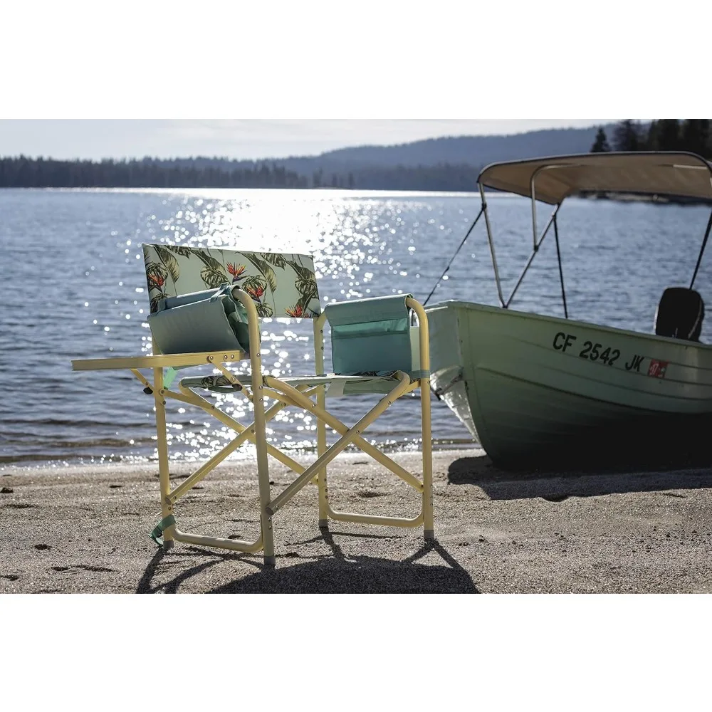 

Outdoor Directors Chair with Side Table, Beach Chair for Adults, Camping Chair with Table
