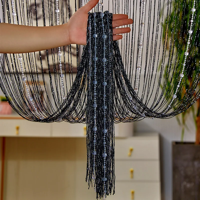 Crystal Beaded Tassel String Curtain 100x200CM - Decorative Room Divider Blind for Door Window Wall Salon