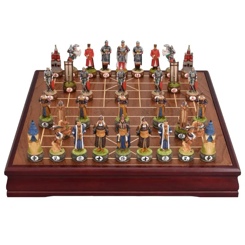 Retro three-dimensional Chinese chess characters fun resin chess creative gift