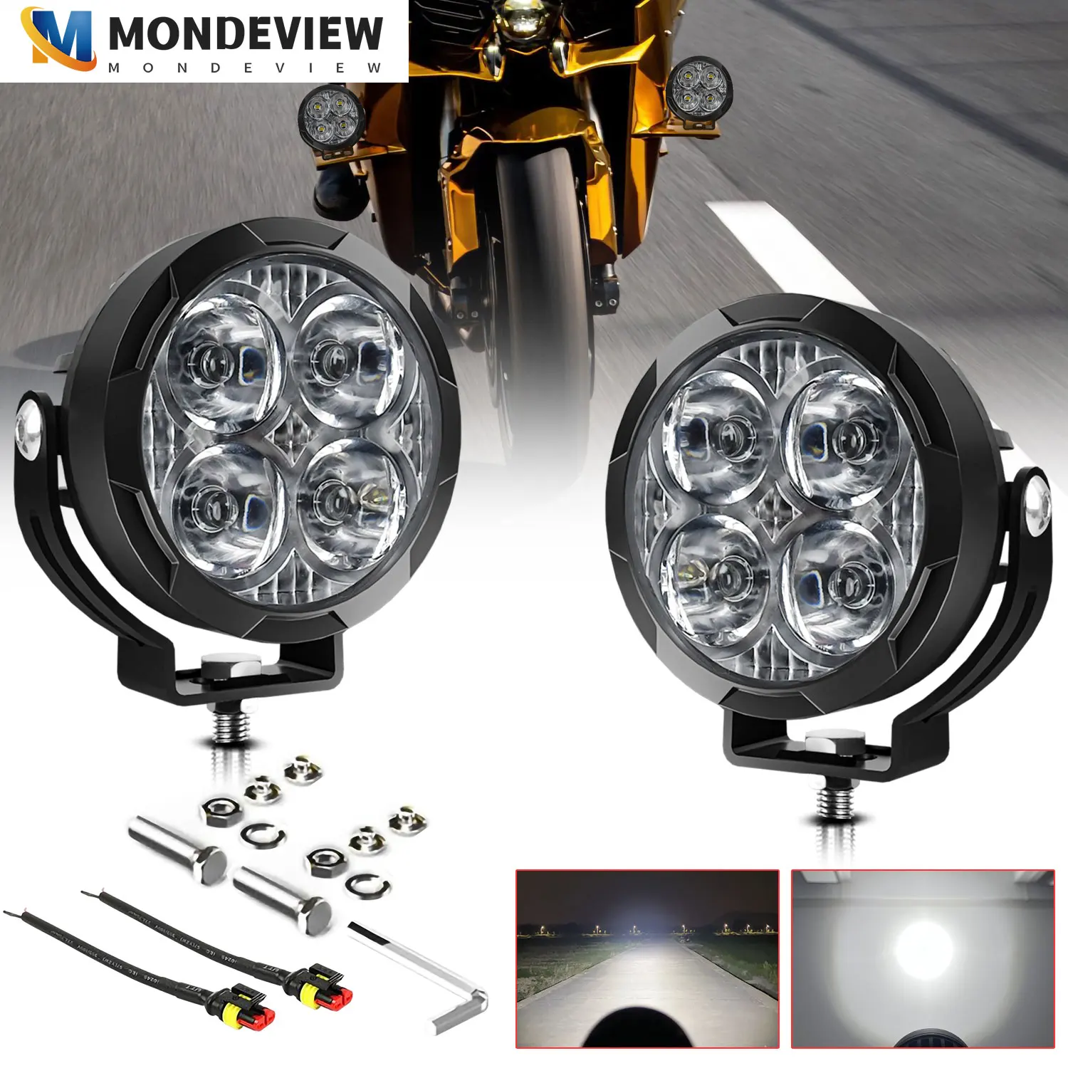 MONDEVIEW M11 High-power Circular Light 10000LM 6000K 360W Suitable for Off-road Vehicles Jeeps Trucks Motorcycles SUV ATV