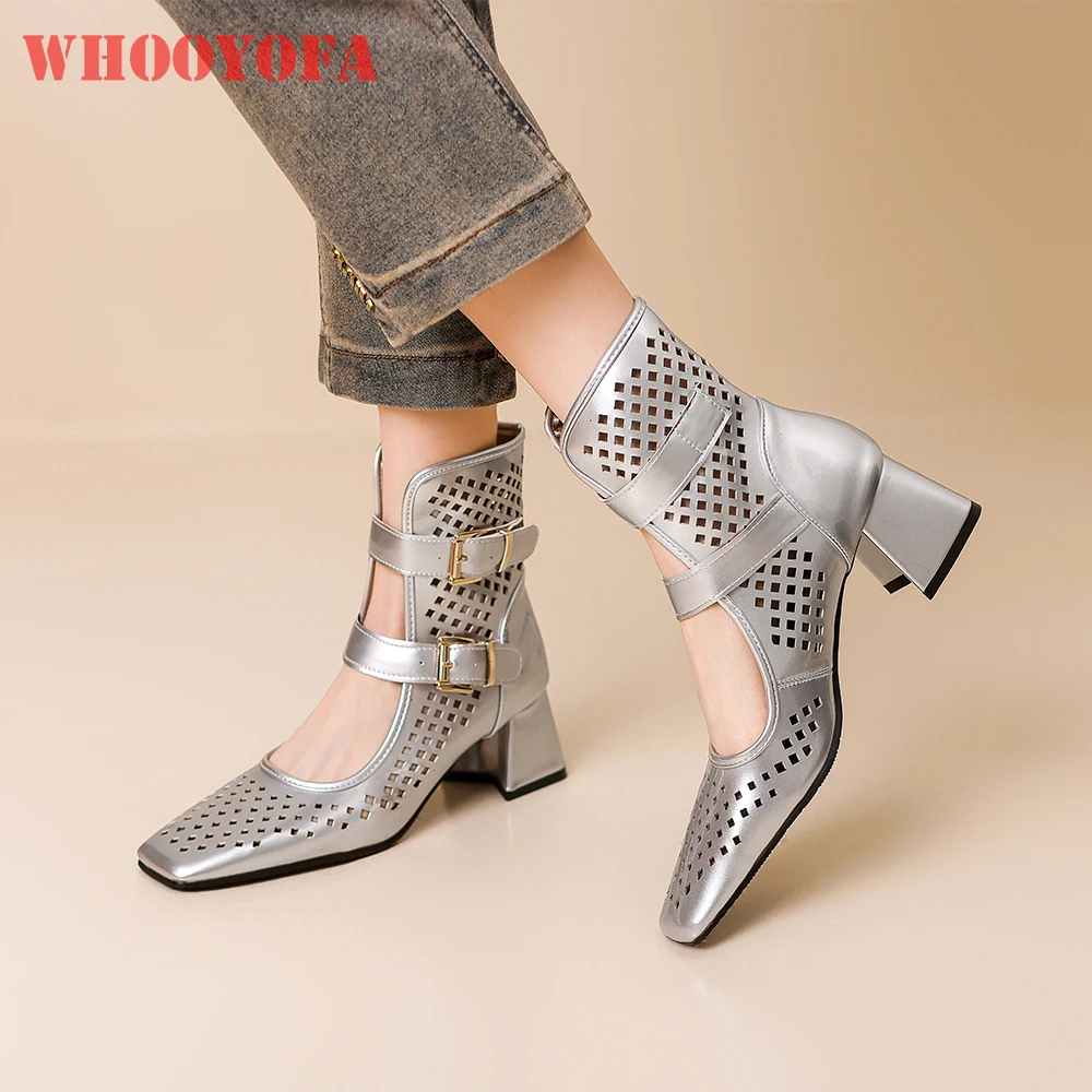 New Summer Fashion Gold Silver Women Sandals Square Toe High Chunky Heels Lady Dress Shoes Plus Small Big Size 11 32 42 45 48