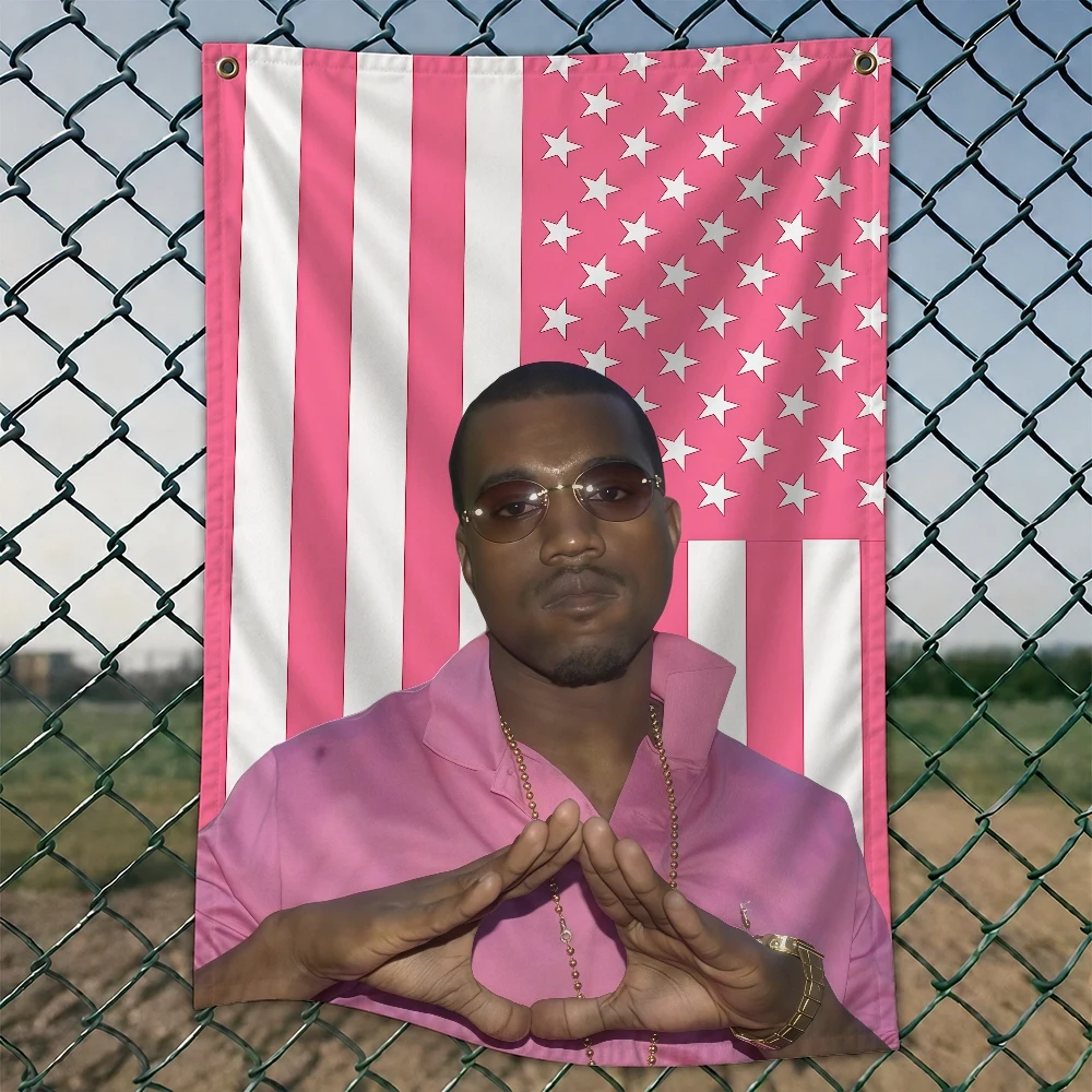 K-Kanye Omari W-West Y-ye rapper flag Decoration Outdoor Picnic Party Art Hanging Home Camping Party Banner