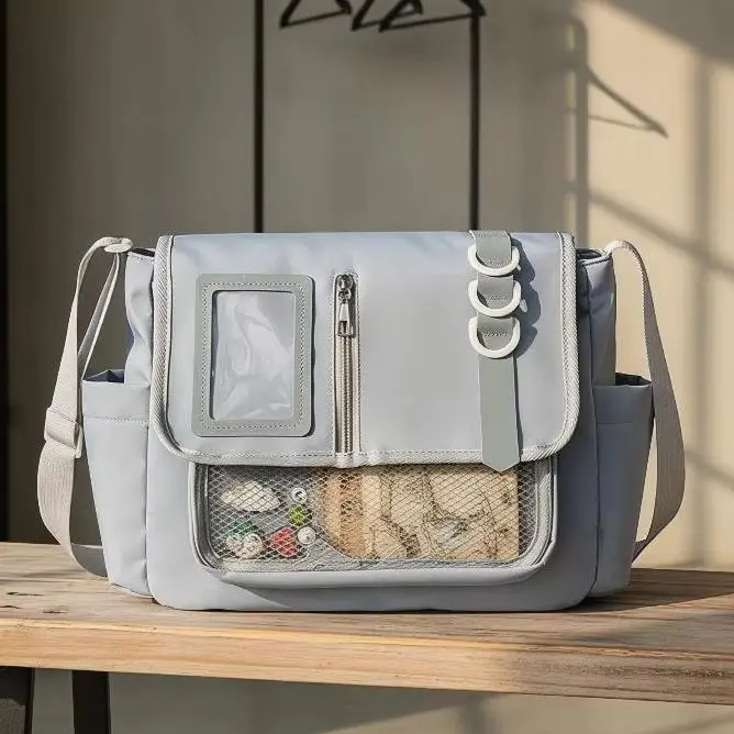 New Y2K Japanese Harajuku School Bags for Girls New Transparent Itabag Shoulder Crossbody Bag DIY Badges Display Plate Ita Bag