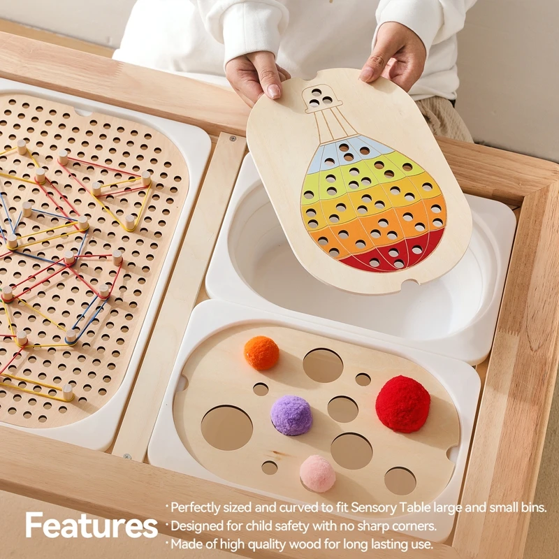 Child Montessori Sensory Table Wooden Children Color Hairball Game Baby Early Education Toy Kid Exercise Fine Hand Movement Gift - Image 3