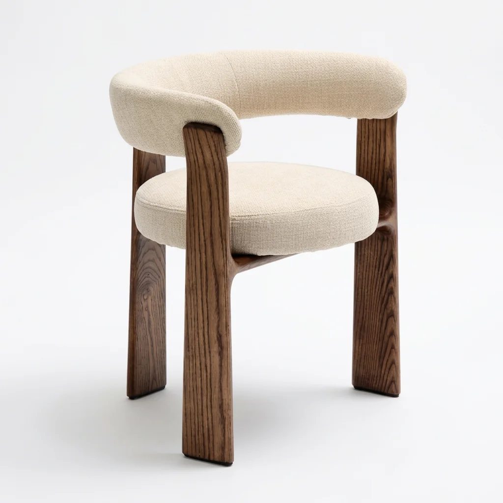 

Italian Minimalist High-end Dining Chair Home Use Arc-shaped Solid Wood Armchair Wabi-sabi Style Light Luxury Soft Cushioned