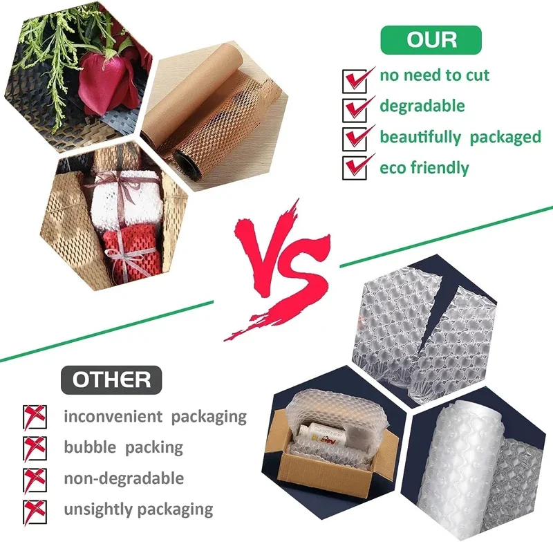 2/5/10M Honeycomb Cushioning Wrap Roll for Packaging Gifts Moving Shipping  Recyclable Honeycomb Paper Supplies Bubble Paper