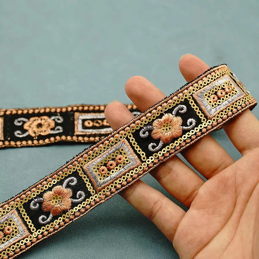 

5yard 3cm width Ethnic style embroidery Lace Trim Ribbon Garment Decoration Applique Trimming Sewing Fabric Material Accessories